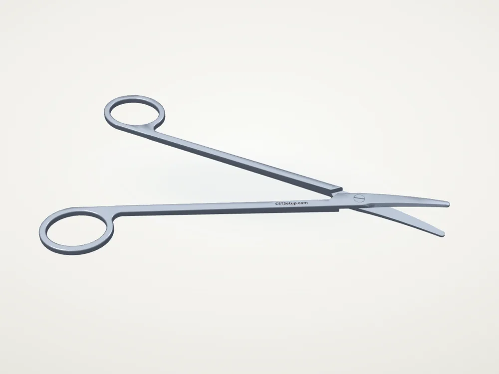 The Metzenbaum Scissor in the 3D viewer, half open