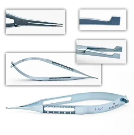 Brown Nucleus Cracking Forceps with standard cross action handle and straight shafts