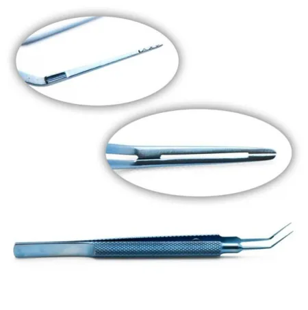 Charlie II DSEK Donor Forceps, Titanium, angled, with very delicate