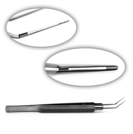 Charlie II DSEK Donor Forceps, Titanium, angled, with very delicate extremely thin pointed tips