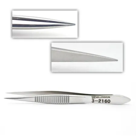 Cilia Forceps with smooth, narrow jaws and serrated handle