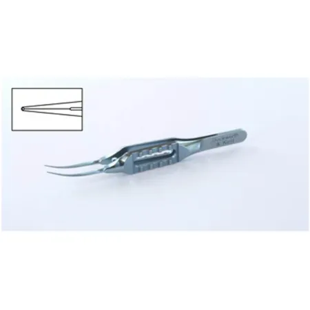 Pierse Notched Forceps with curved shafts, and flat handle