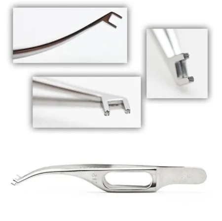 Polack Double Corneal Forceps with 1x2 teeth