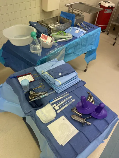 Rectal Exam Under Anesthesia (EUA) — setup photo